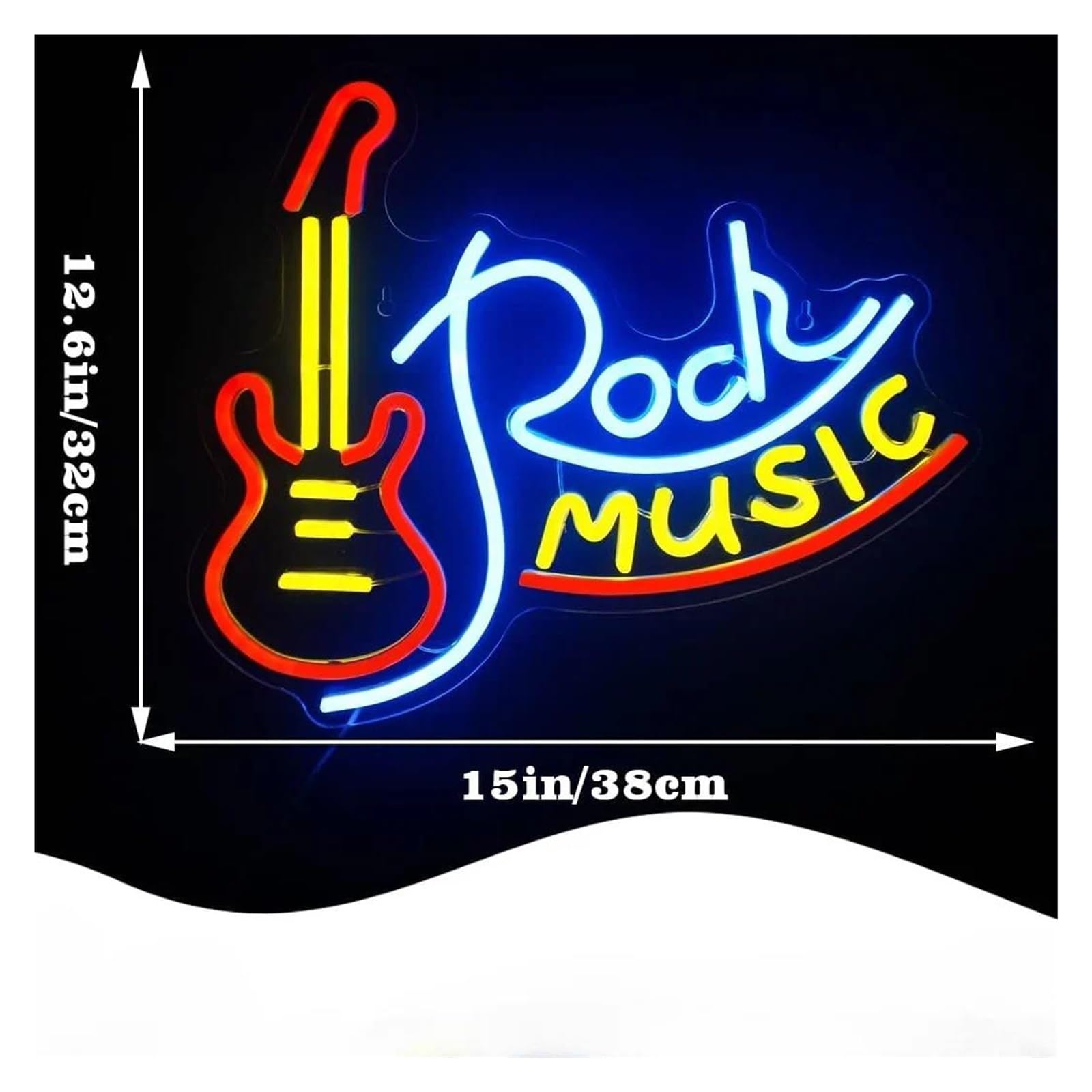 XENITE Luci al Neon Da Parete Decorazione Da Parete Con Insegna Al Neon Per Musica Rock, Sala Giochi, Bar, Negozio, Festival Musicale, Decorazione Per Feste Rock 32x38cm