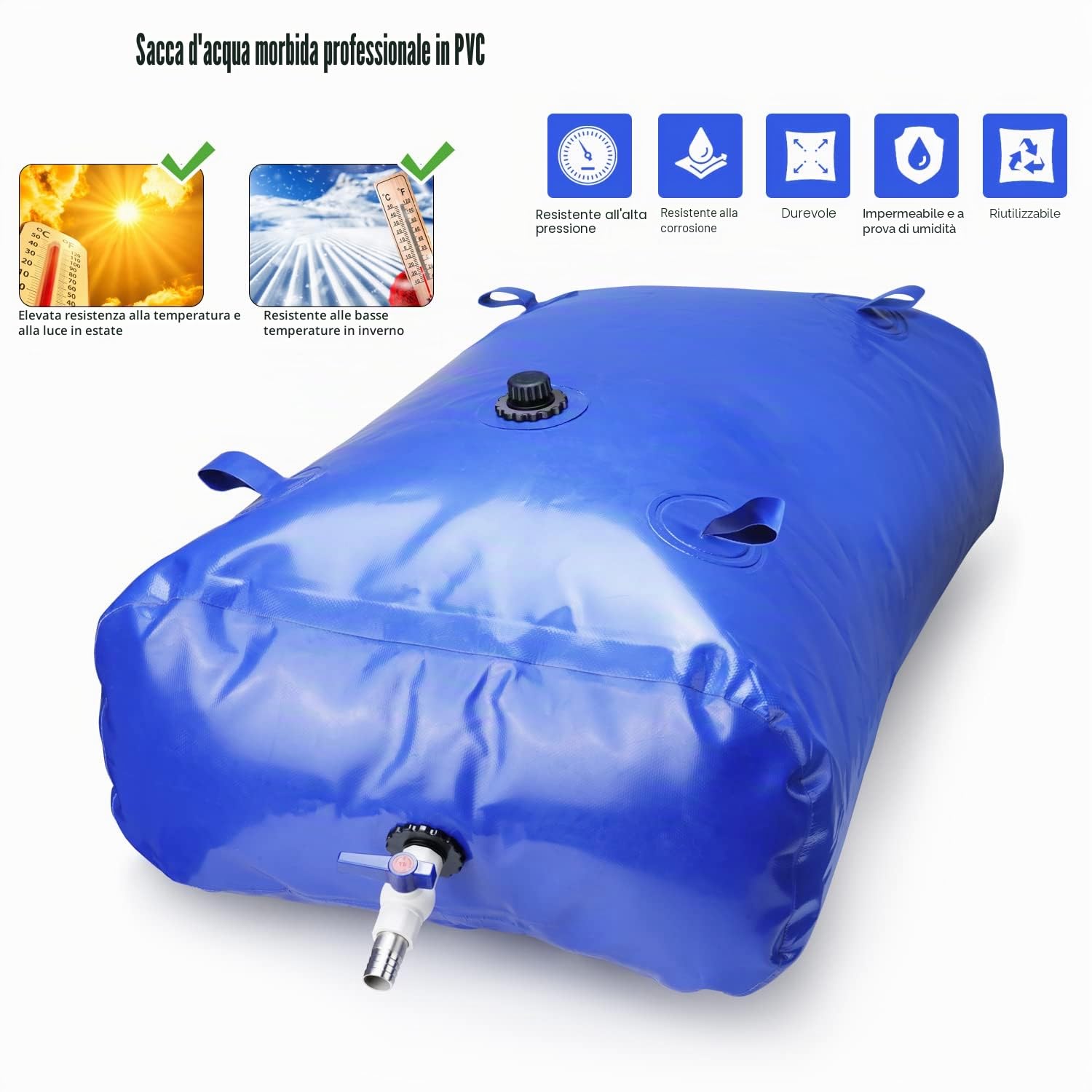 Drado Serbatoio D'Acqua Pieghevole Portatile di Grande Capacità Sacche Per Acqua, Essere Applicato a Approvvigionamento Idrico di Emergenza, Giardino, Agricoltura, Campeggio