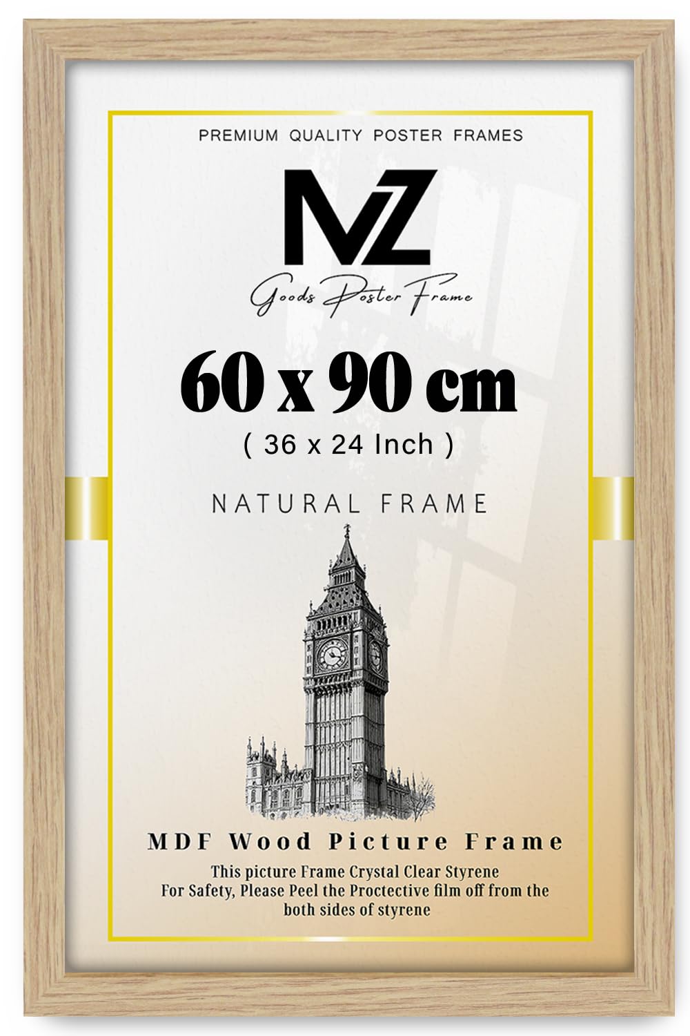 Modern Mdf Wooden Wide Oak Frame | 60x90 Cm Poster Frames Durable Sleek Acrylic Front | Jigsaw Puzzle Picture Frames Large Art Display For Home & Office Décor