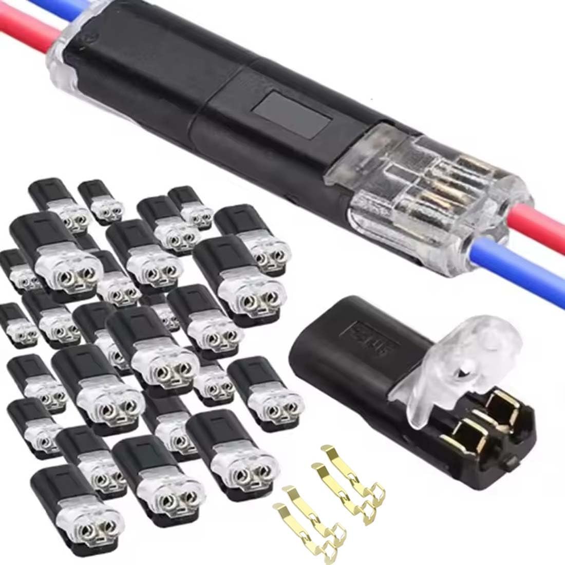 Double Thread Push-Pull Connector with Lock–High Precision Quick Connect,2Pin Wire Connectors Push Fit Wire Connectors Electrical Wire Connectors Quick Dual 2 Pin Peel-Free Push-Type Design (50PCS)