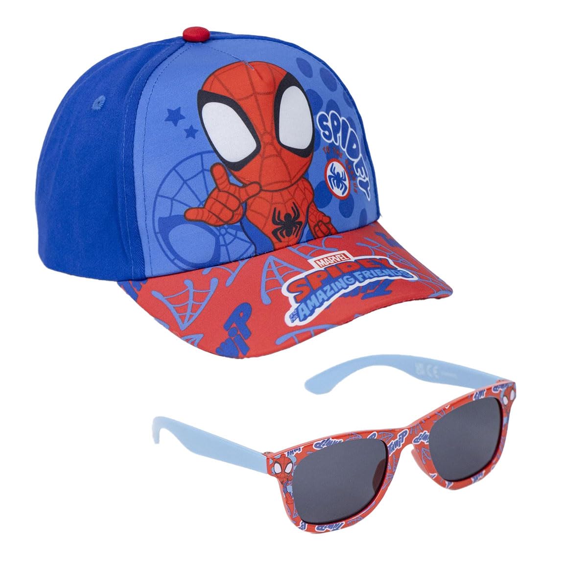 CERDÁ LIFE'S LITTLE MOMENTS Spidey Hat and Sunglasses Set - Blue and Red - UV 400 Protection and Category 3 Filter - Children's Hat with Adjustable Velcro - Original Product Designed in Spain