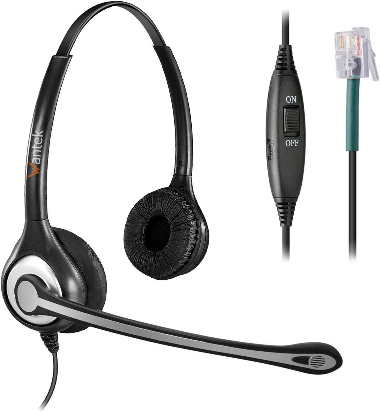 Wantek Corded Telephone Headset RJ9 w/Noise Cancelling Mic, Office Phone Headset for Polycom VVX310 VVX410 VVX411 Avaya 1416 ShoreTel 230 Plantronics S12 Allworx NEC Landline Phones(C602S1) : Electronics