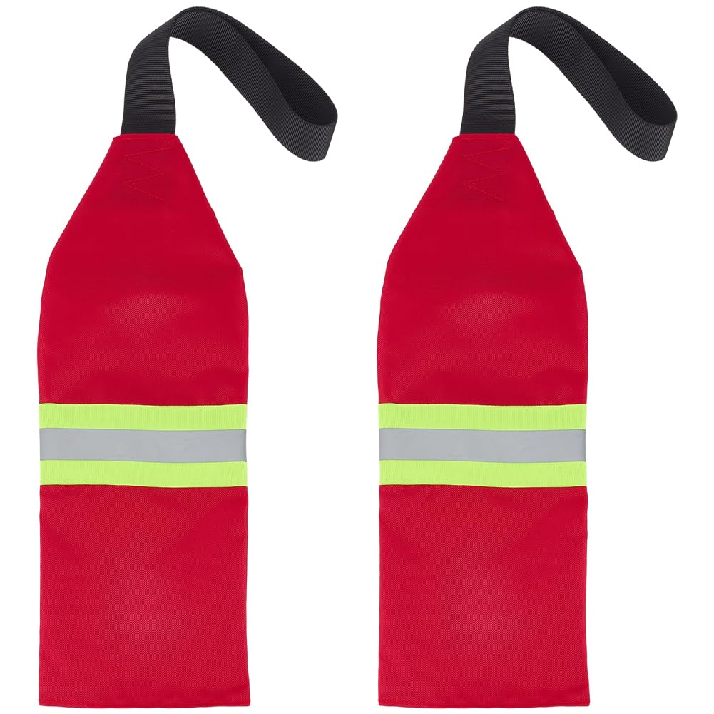 GORGECRAFT 2Pcs High Visibility Safety Flag Red Safety Tow Flag with Reflective Strip Waterproof Oxford Fabric Warning Signs with Webbing for Trucks Loads Boat Kayak Canoe Towing Bike Trailer — image 1