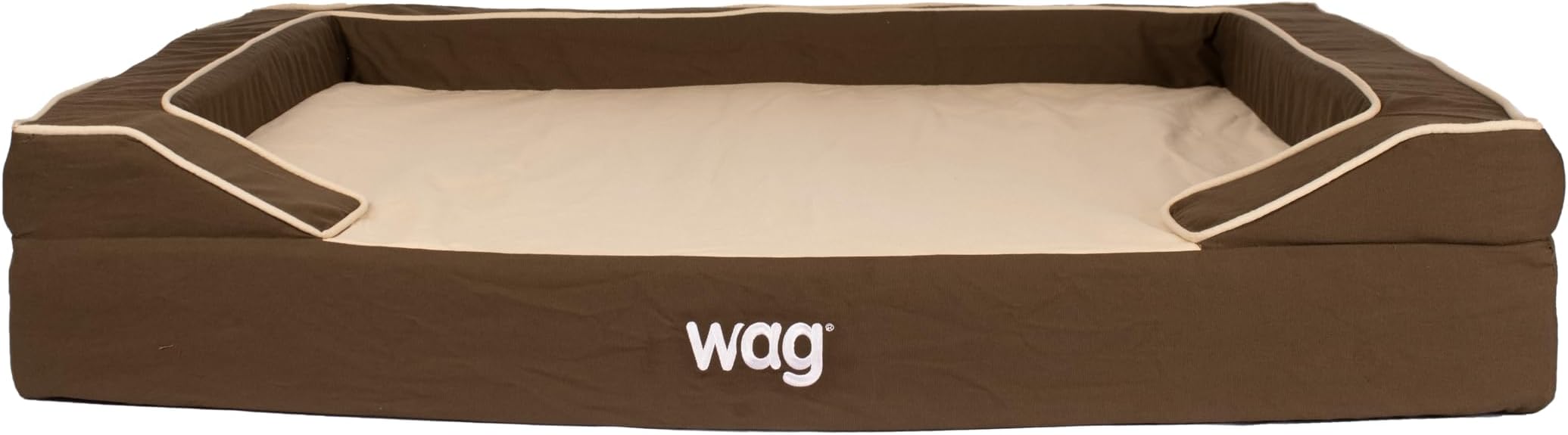 Luxe Dog Bed by Wag | Quad Layer Technology with Memory Foam, Orthopedic Foam, and Cooling Gel. Machine Washable Cover. Brown, Medium
