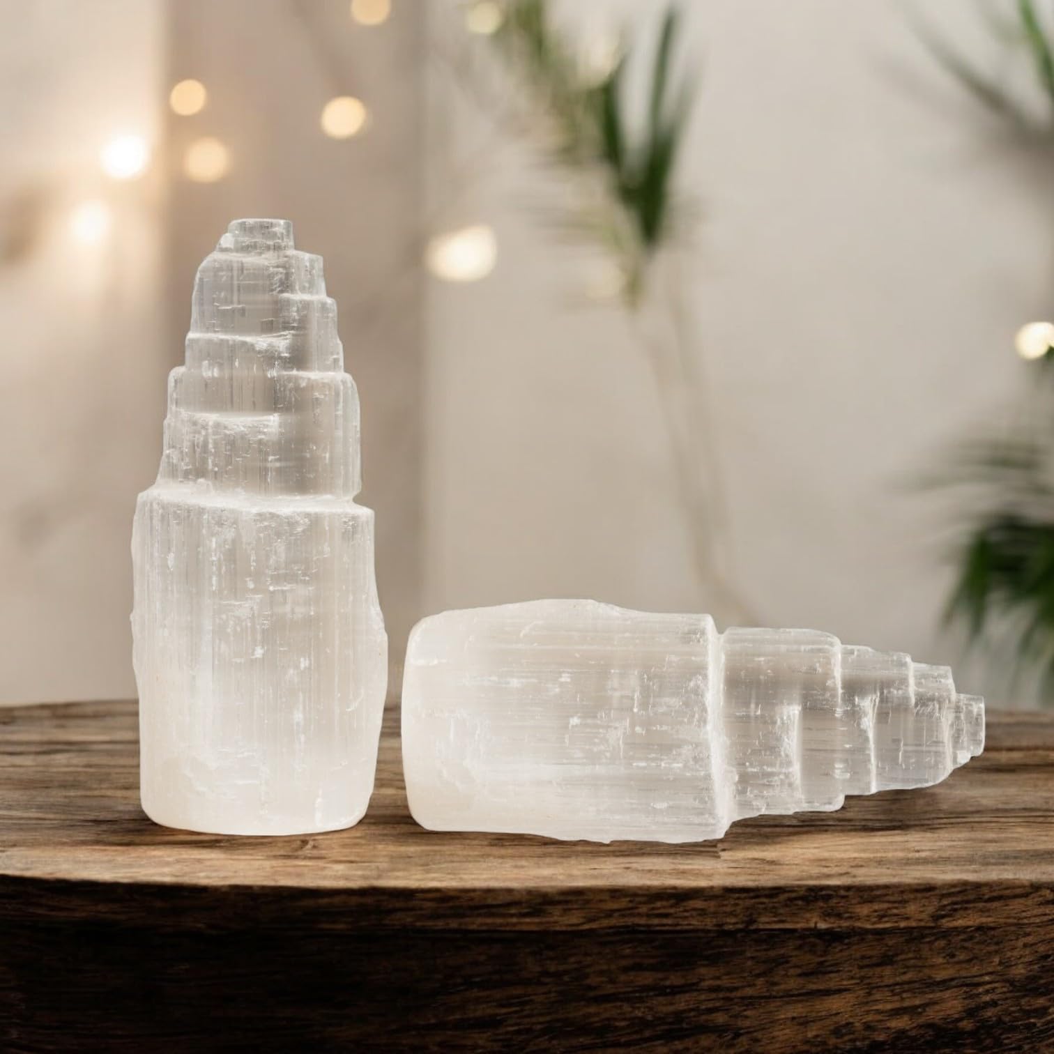 Selenit-Kristallturm, 10,2 cm, natürliche Heilung, beruhigende Wirkung, Heimdekoration und Meditation mit kostenlosem digitalem Dankbarkeitstagebuch