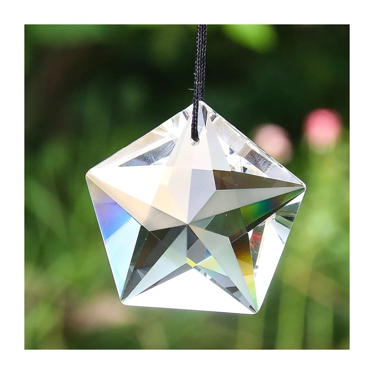 Crystal Chandelier Prism, Sun Catcher, 45mm Faceted Pentagram Crystal Chandelier Lamp Parts Pendant Glass Prism Decor