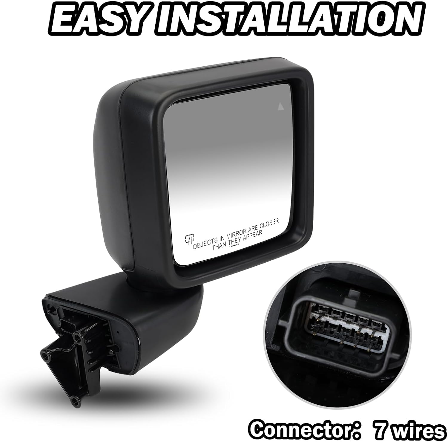 Passenger Side Mirror Compatible with Jeep Wrangler JL 2018-2021 Gladiator JT 2020-2023 Mirrors with Heated Blind Spot Power Adjustable Replace 68281892AE (7pins)