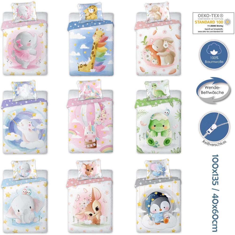 Parure De Lit Bébé éléphant Rose - 100x135cm, 100% Coton, Lavable 60°C Textile Nursery Qualité Parure De Lit Bébé éléphant Rose - 100x135cm, 100% Coton, Lavable 60°C Textile Nursery Qualité