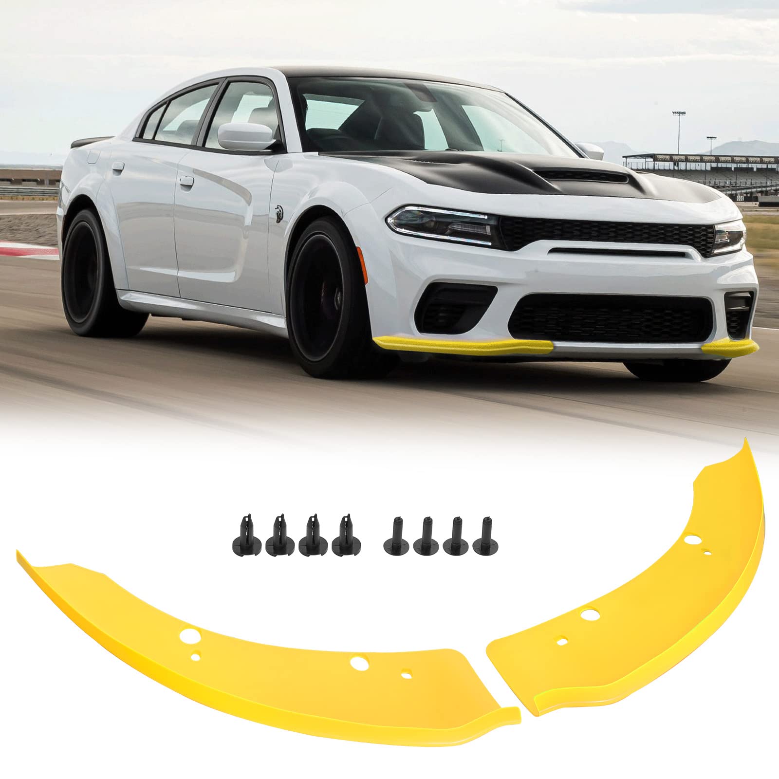 Front Bumper Lip Compatible with Dodge Charger Hellcat/Scat Pack/SRT 392/RT Scat Pack/GT/RT, Splitter Protector - Yellow