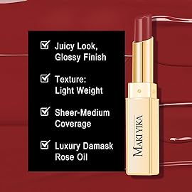 MAKI YIKA Moisture Mauve Red Lipstick for Women Hydrate Lip Gloss for Dry Cracked Lips Weightless Glossy Lip Color Juicy Finish,MA059 Mauve Pop