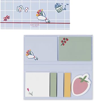 Kate Spade New York Padfolio with 7 Sticky Note Pads, Studying Essentials Set Includes Cute Sticky Notes with 75 Sheets Per Notepad