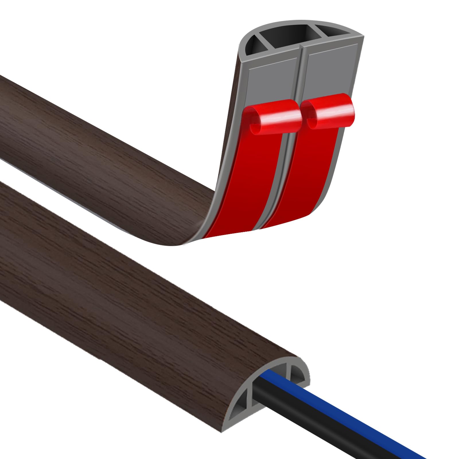 Canaletas para Cables Adhesivas, Madera Pasacables Suelo Goma, Canaleta Cables, para Uso en Oficinas, Escuela, Almacén, Conciertos, Etc, para Proteger Los Cables Evitar Riesgos deTropiezo — view 56