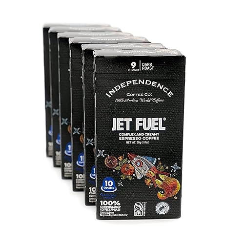 Independence Coffee Co Nespresso - Cápsulas compostables a base de plantas complejo de combustible azabache y café expreso cremoso 10 unidades Independence Coffee Co Nespresso - Cápsulas compostables a base de plantas complejo de combustible azabache y café expreso cremoso 10 unidades