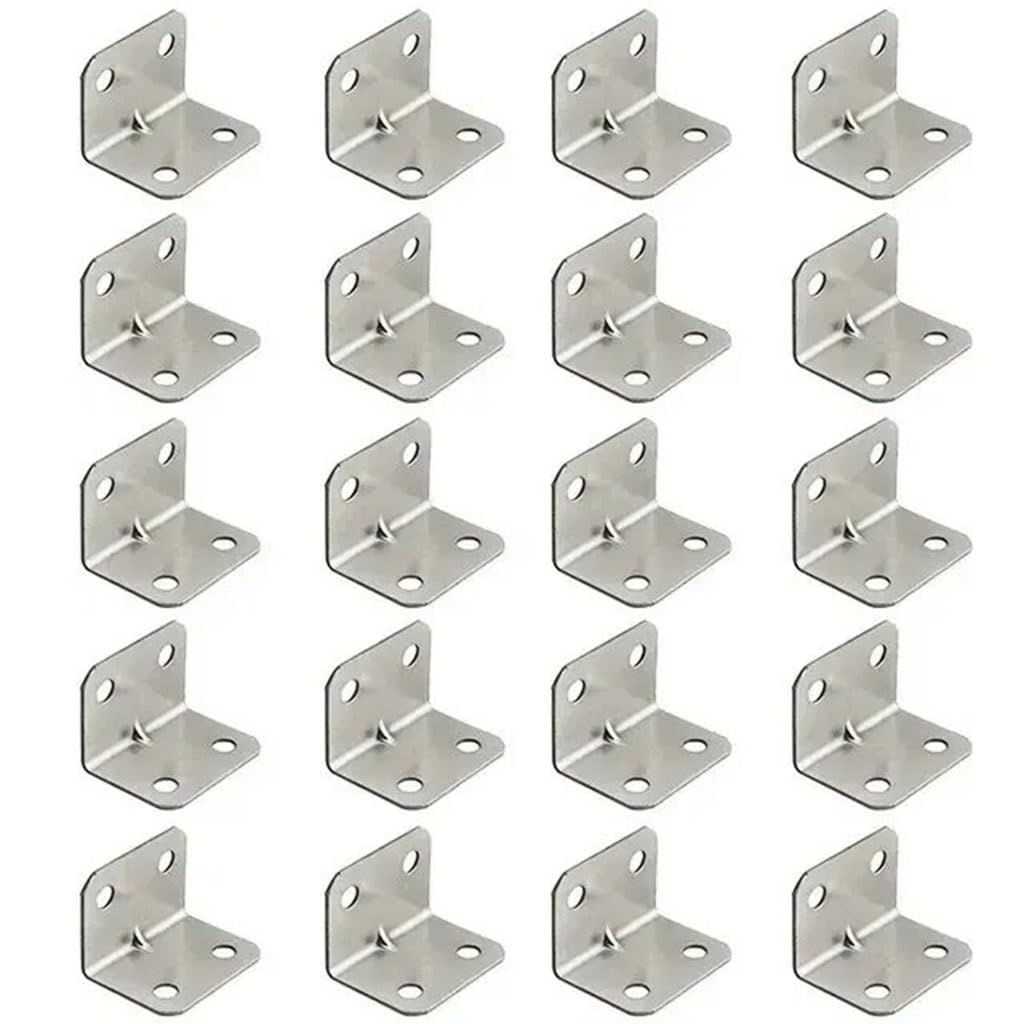 hcaklozgshi 20pcs Angle Iron Board Table, Chair, Cabinet, Wardrobe, Fixed Connector, 90-degree Angle Iron Plate Bracket