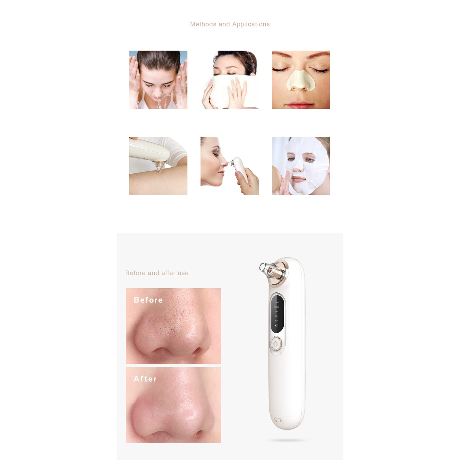 Herramienta extractora de puntos blancos para acné y comedones, limpiador de poros facial, limpiador eléctrico de poros, herramienta de succión de puntos negros, aspiradora de poros para eliminar