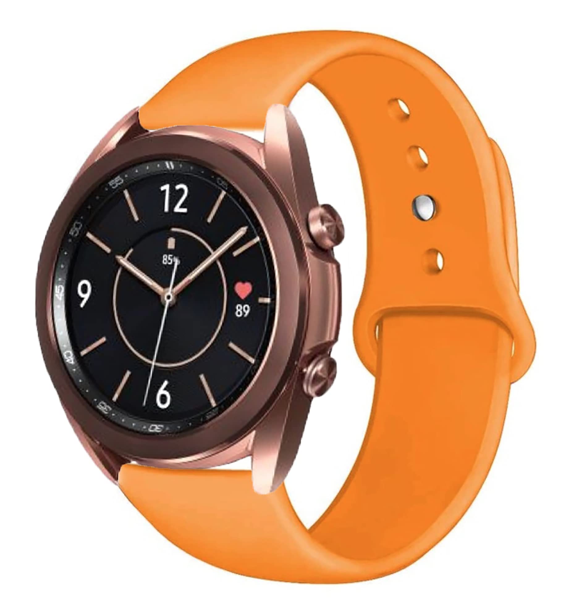 Handygear Compatible with Galaxy Watch Active Bands/Active 2 Bands/Galaxy Watch 3 Bands 41mm, 20mm Soft Silicone Sport Strap Replacement (Orange, 20mm)