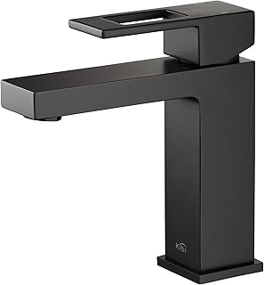 KIBI Cubic Single Handle Vanity Faucet for Bathroom Sink | Solid Brass High Arc Faucet Spout | Lavatory Faucet (Matte Black) (KBF1002)
