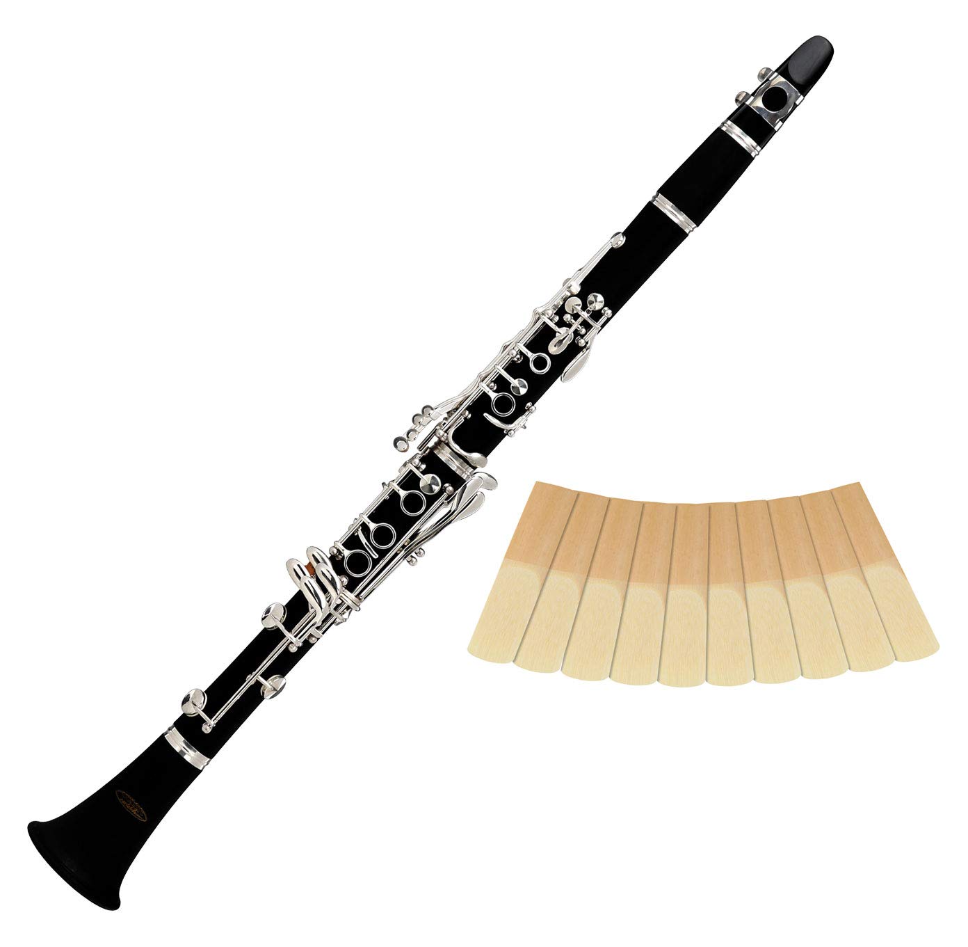 Classic Cantabile CLK-10 Bb Klarinette 2.5 Reed Set - Bb-Stimmung - Böhm-Griffweise - Spar-Set inkl. 10 Stück Klarinetten-Blätter, Stärke 2.5