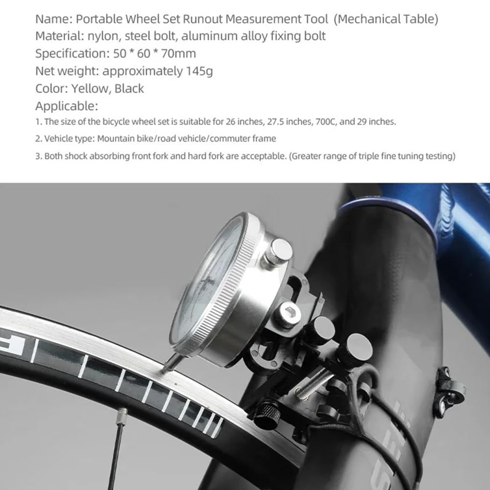 Support rotatif de roue de vélo, support de centrage pour roues de vélo, jauge de jauge d'outils de réglage de jante de vélo avec jauge pour vélo de route 26", 27,5", 29", 700C