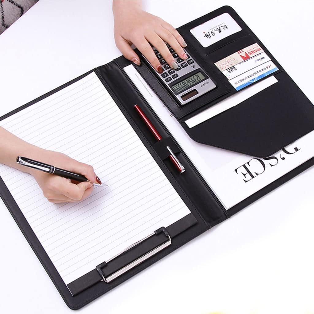 Cartella per Documenti in Pelle A4, Portafogli Padfolio Binder Conferenza Riunione Esecutivo File Legale Document Organizer A4 Blocco Note Padfolio per Uomo Donna