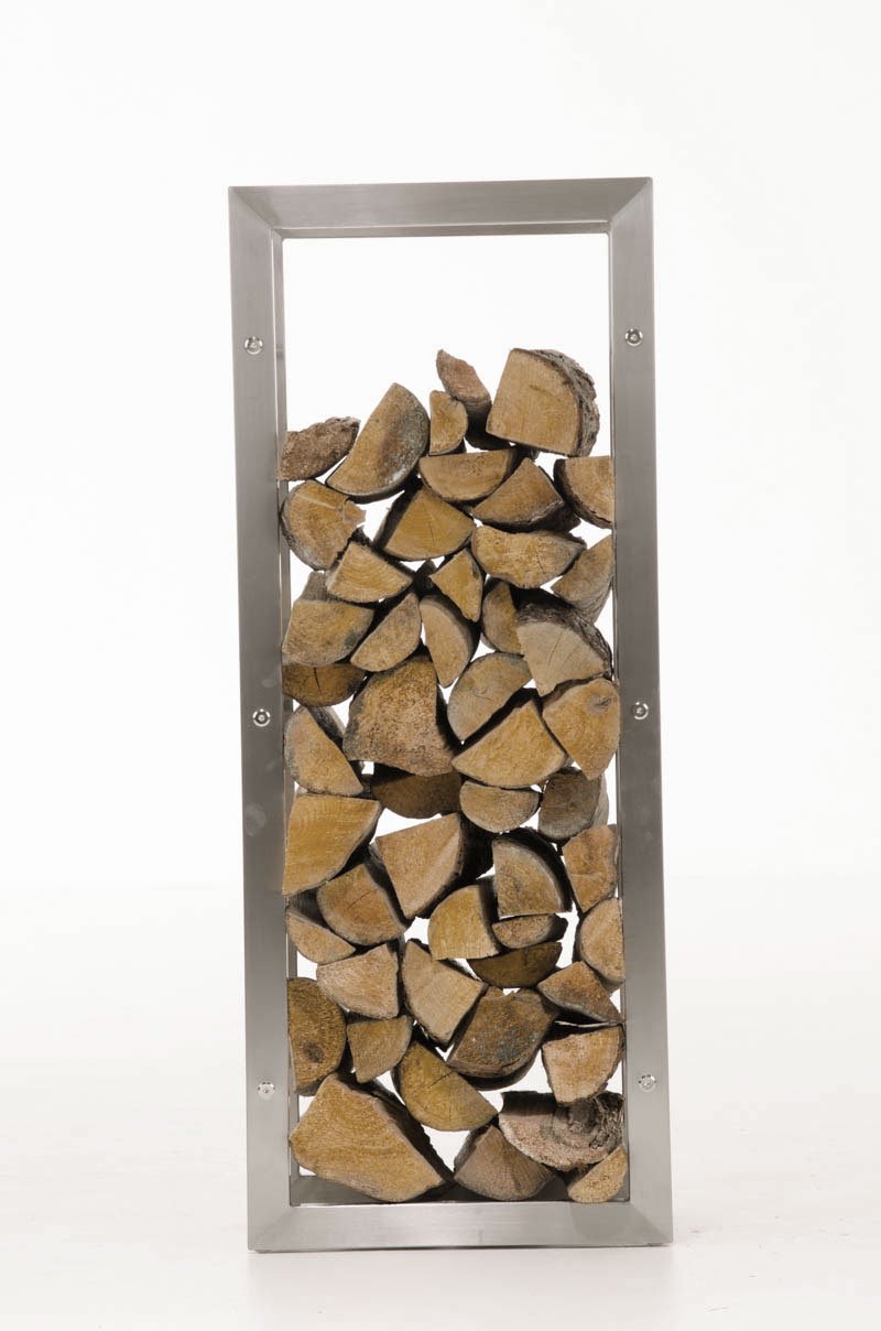 CLP Estantería para Guardar Leña Keri sin Pared Posterior | Soporte de Almacenamiento de Leña de Acero Inoxidable I Leñero Moderno I, Tamaño:25x60x150 cm