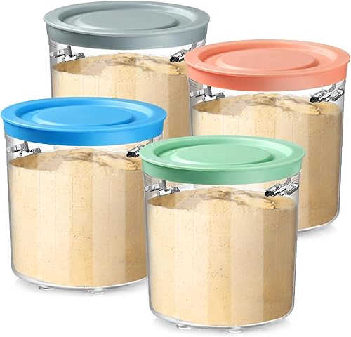 Pintas de repuesto para recipientes Ninja Creami Breeze  Paquete de 4, vasos de 16 onzas compatibles con NC100 NC200 NC201 CN205A Series Creamy