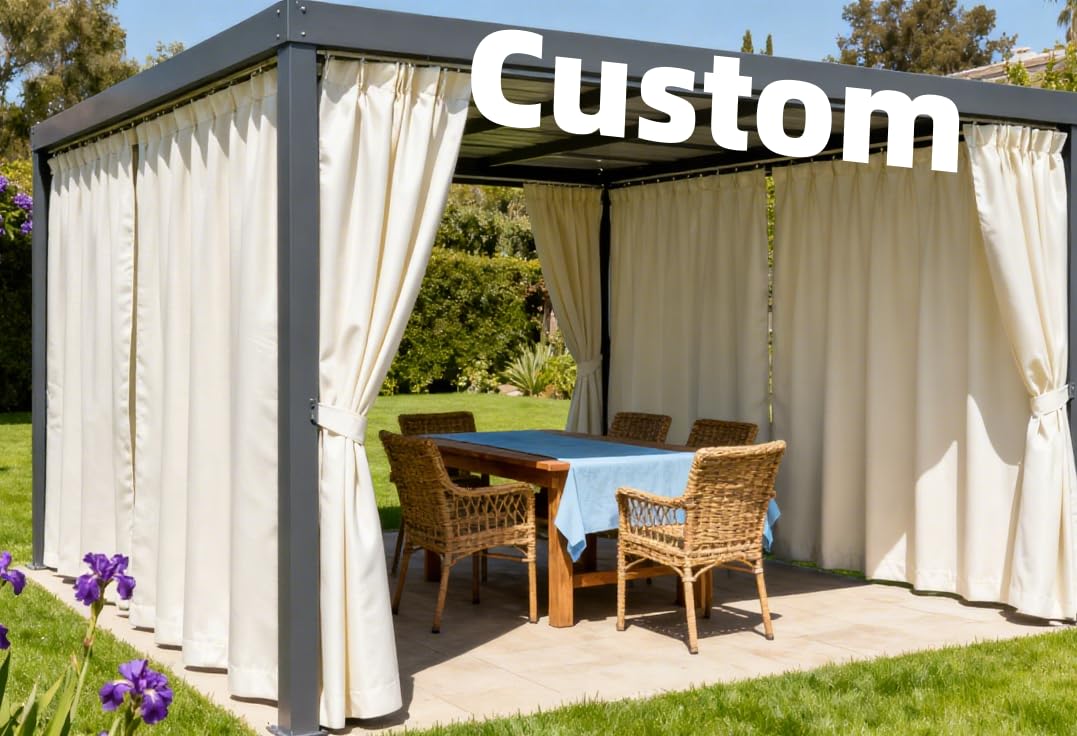 Sincera Custom Colour Custom Size Curtains Outdoor, Tailored Cut Waterproof Shower Curtains, Bespoke Length Patio Drapery Panel Sheer Valances, Made To Measure Extra Wide Non-Standard Uv Protection Privacy Garden Curtains