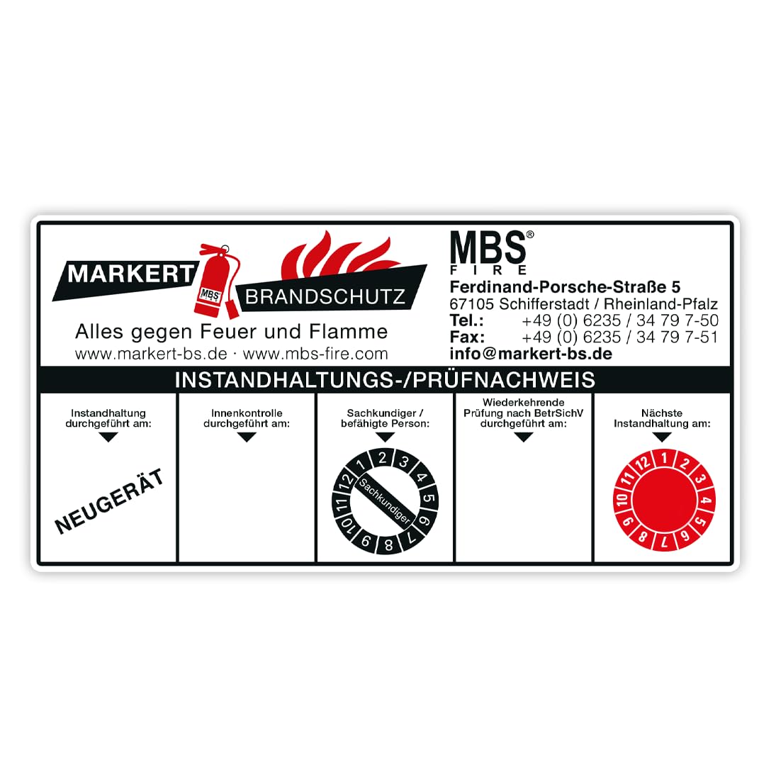 2X MBS FIRE Schaum Feuerlöscher 6L mit Manometer inkl. Instandhaltungsnachweis 27A 183B