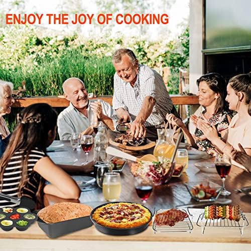9 Piece Hot Air Fryer Accessories, Double Basket Airfryer Accessory Set for Ninja Foodi Instant Vortex Two Baskets Air Fryer 7.6L-9.5L, with Baking Pan Pizza Pan Grill Rack Steaming Rack and more