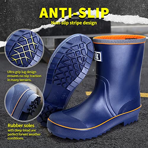 Image of HSBDNZQ Rain Boots for Men, Waterproof Mens Rubber Boots with PVC Unique Design, Comfort Lightweight Work Mud Boots, Resistant Durable Slip Garden Boots for Farming Gardening Fishing