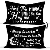Hug Me Long Distance Moon Throw Pillow Covers, Valentine's Day Birthday Gifts for Girlfriend, Hug This Pillow Until You Hug Me Always Remember 12 x 20 Inch Pillowcase