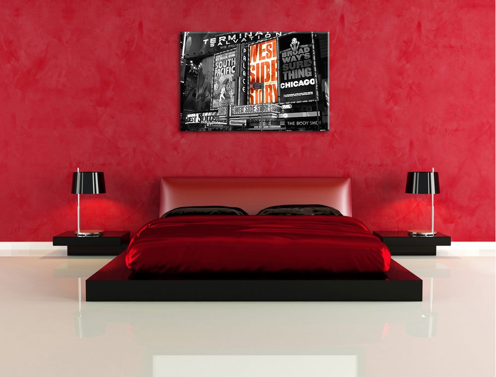 Pixxprint Programma della Famosa Broadway Stampa su Tela 120x80 cm Artistica murale
