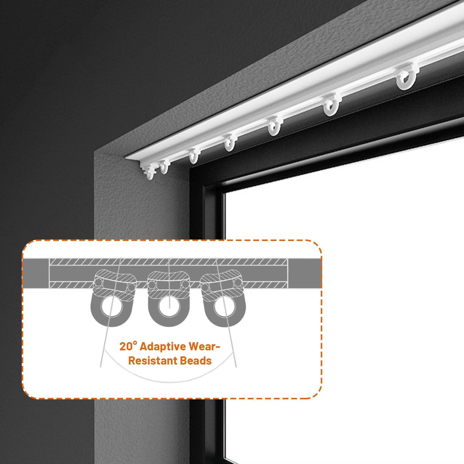 Support de tringle à rideau adhésif pour rideaux coulissants en aluminium – Sans perçage – 13,1/400 cm – Parfait pour chambre à coucher et salle de bain – Finition blanche