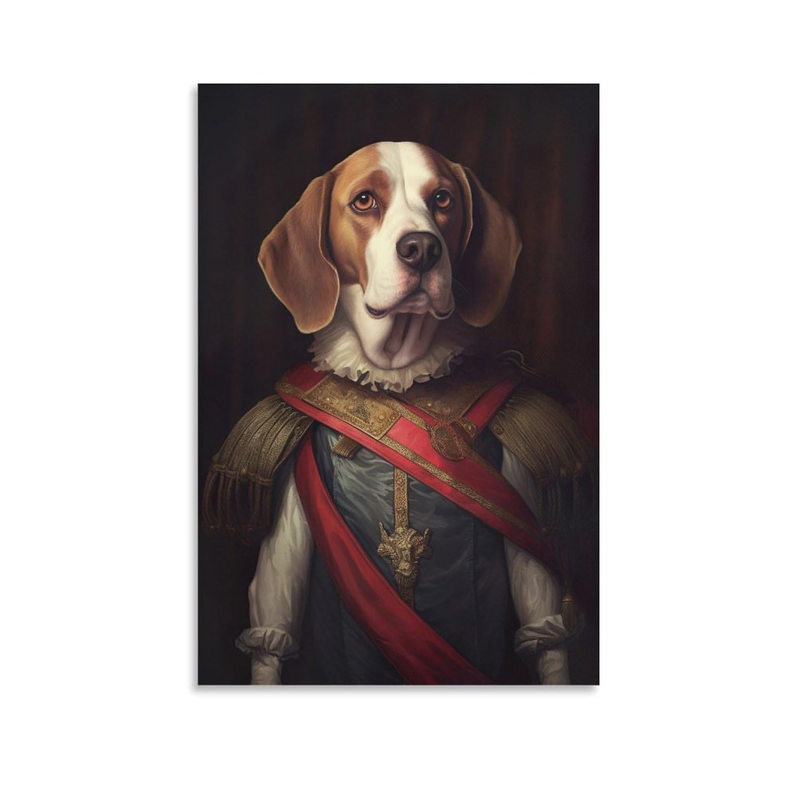 Fupmtklt Unframe-Style Aristocratic Beagle Poster Funny Dog Wall Art Renaissance Dog Portrait Poster Quirky Animal Art Home Decor Poster Posters For Bedroom Canvas Poster Wall Art Decor Print Picture Paintings For Living Ro