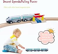 Vista 6 de Juego de accesorios de madera para tren de bala de alta velocidad, juguetes para tren urbano de madera para niños y niñas (tren bala)