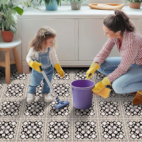Image of Moroccan Tile Stickers | Waterproof Self Adhesive Peel & Stick Tile Decals for Kitchen Backsplash, Bathroom Wall, Floor, Furniture & Glass (8x8 Inch, Design 53)