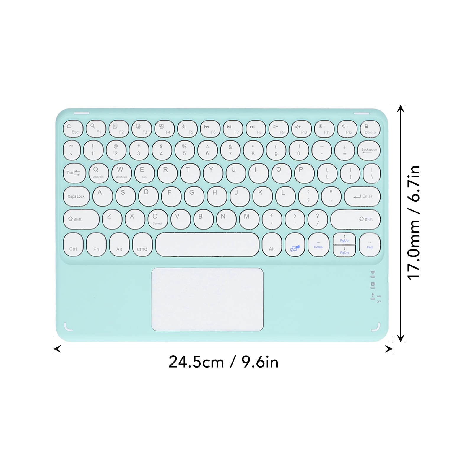 Zunate Tastiera Bluetooth Wireless con Touchpad, Tastiera Rotonda Ergonomica Ultra Sottile con Trackpad, Macchina da Scrivere Portatile Ricaricabile USB, per Tablet Laptop Cellulare(Verde)