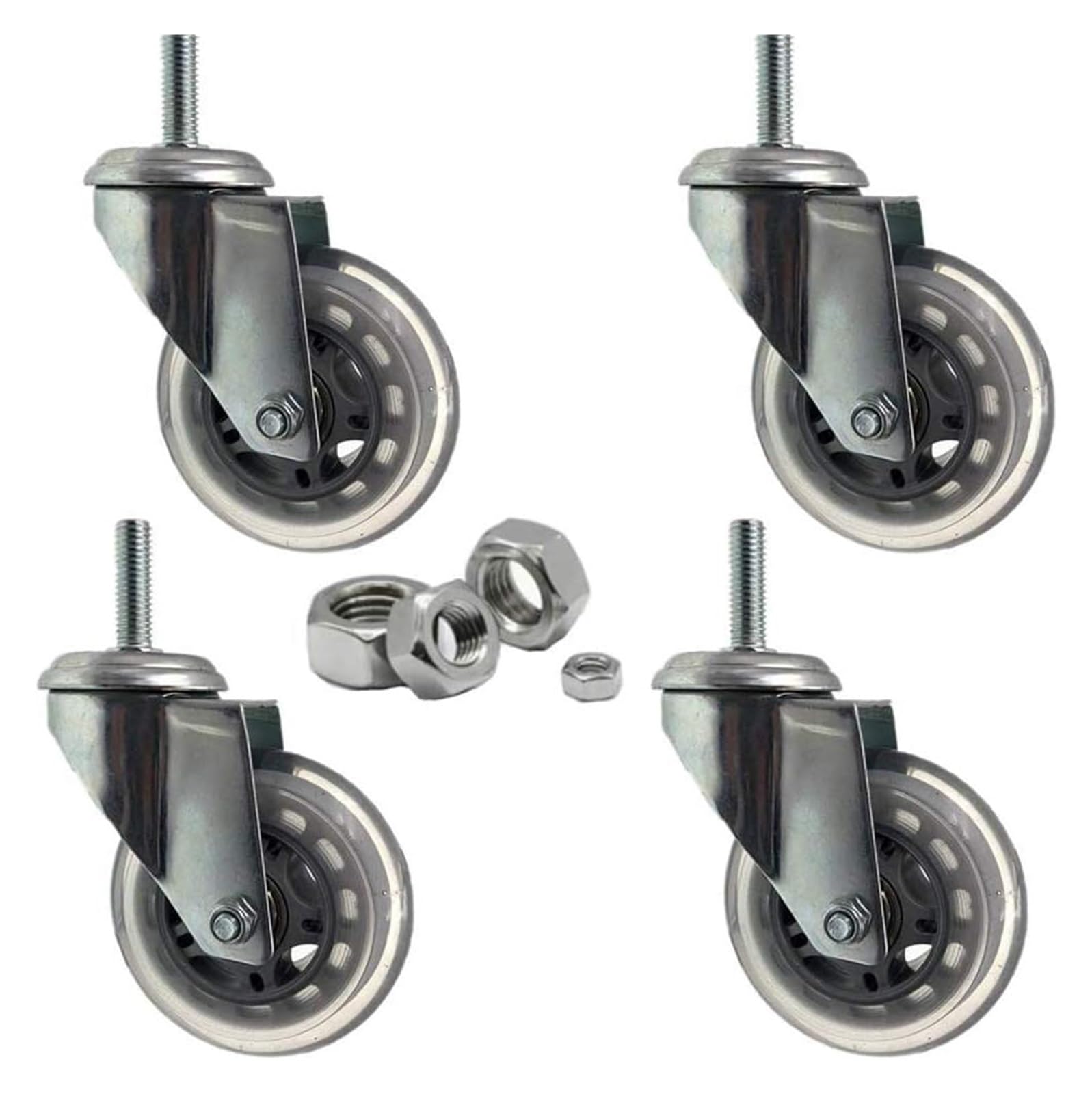 GYRAZXS Heavy Duty Swivel Caster Wheels for Furniture & Workbenches 660 lbs Load Capacity Threaded Stem Replacement Wheels with Brake 4 Pack Perfect for Trolleys and Carts