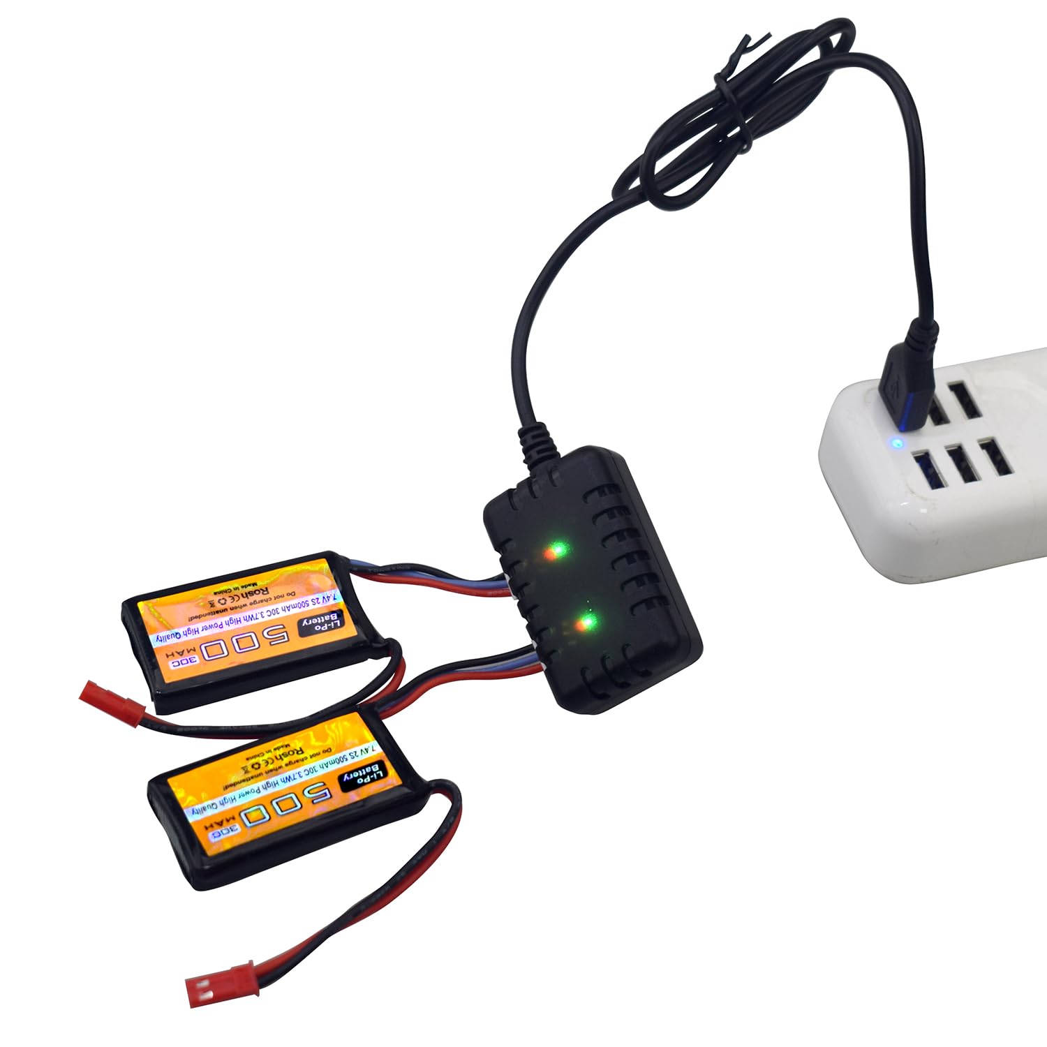 Batería Lipo De Enchufe JST-2P De 7.4 V 500 MAh 30C Adecuada Para Helicópteros RC, Cuadricópteros, Aviones Pequeños, Drones De Carreras Micro FPV, Autos RC, Camiones Y Vehículos De Alta Velocidad