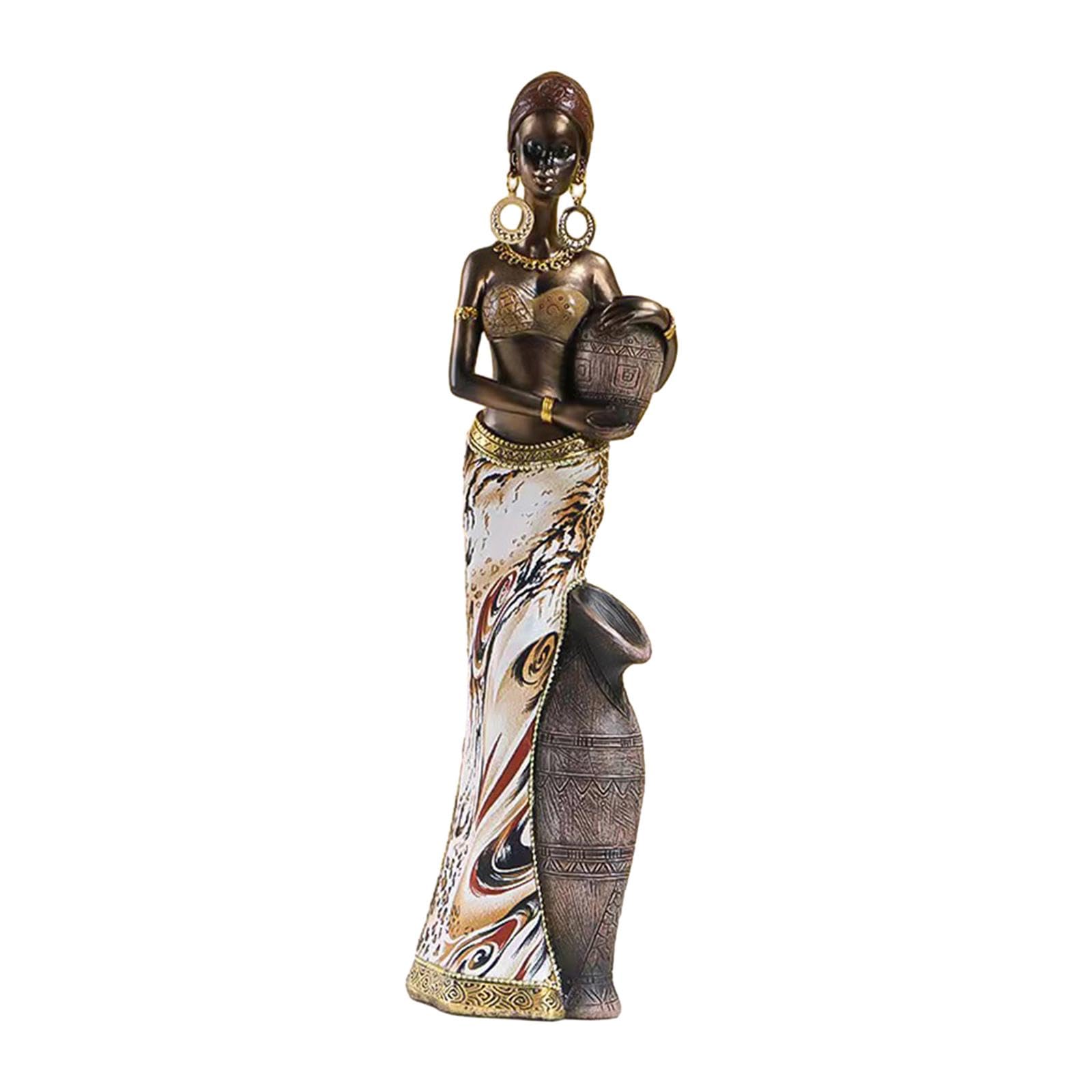 JISADER Estatuilla de Mujer Africana Hecha a Mano Arte Africano Tribal Escultura de Mesa Multiusos Decorativa para hoteles Sala de Estar, Estilo a