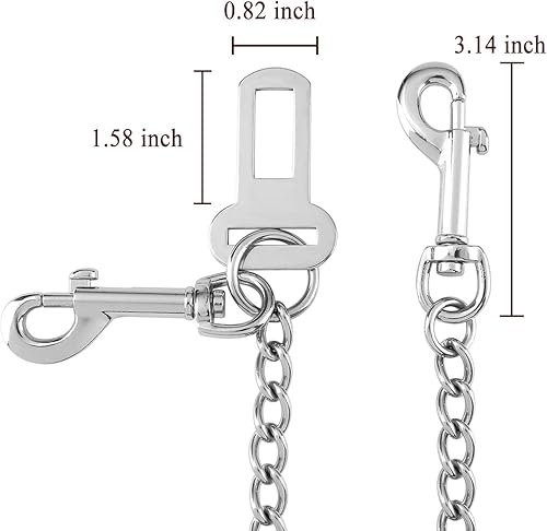 Miniatura 4 de Mogoko Acero inoxidable para perros sin masticar, cable de seguridad para vehículos de mascotas, correa de correa de automóvil para perros grandes y