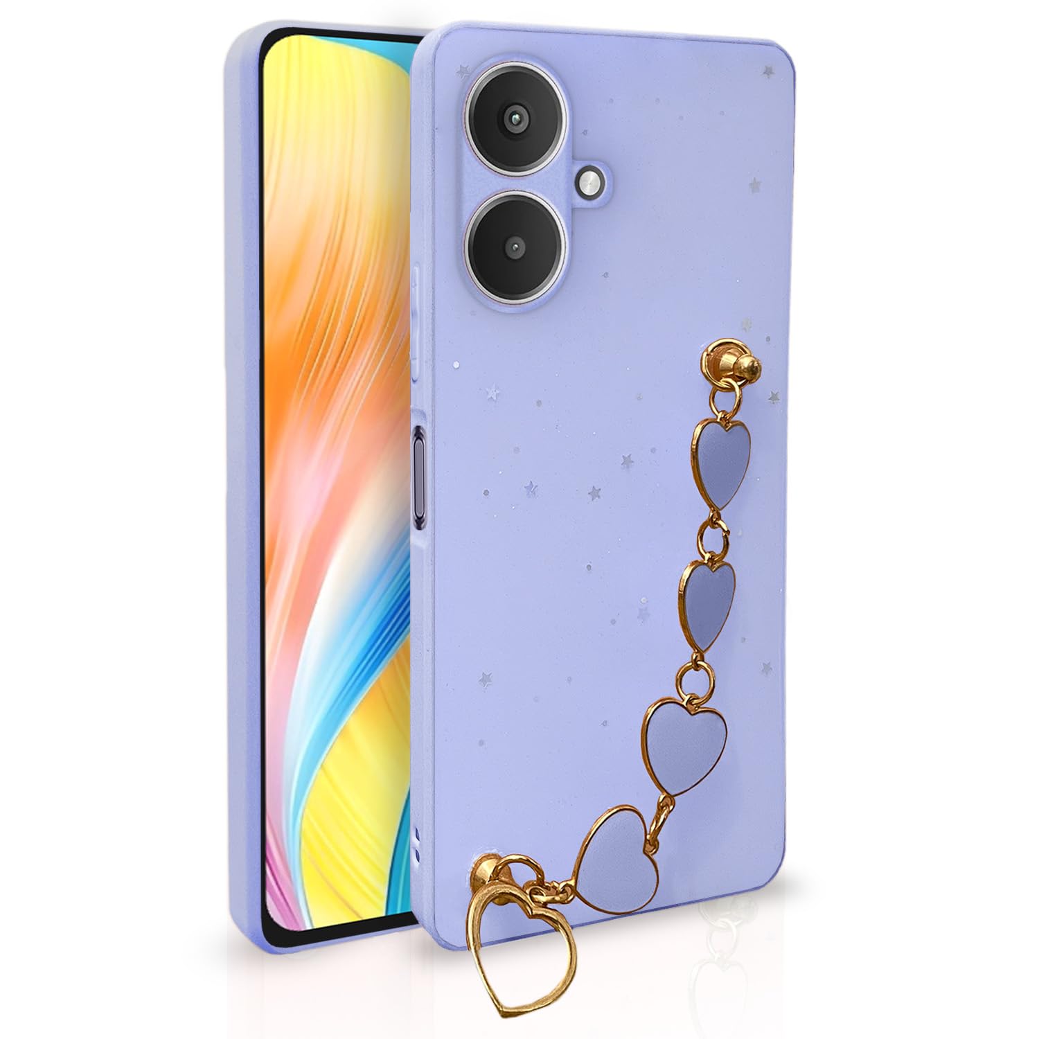 Pikkme Redmi 13C 5G Back Cover for Girls | Heart Shaped Metal Chain Blocks | Sparkling Soft TPU | Case for Redmi 13C 5G (Purple) (B0CVRZCCNQ) Amazon Price History, Amazon Price Tracker