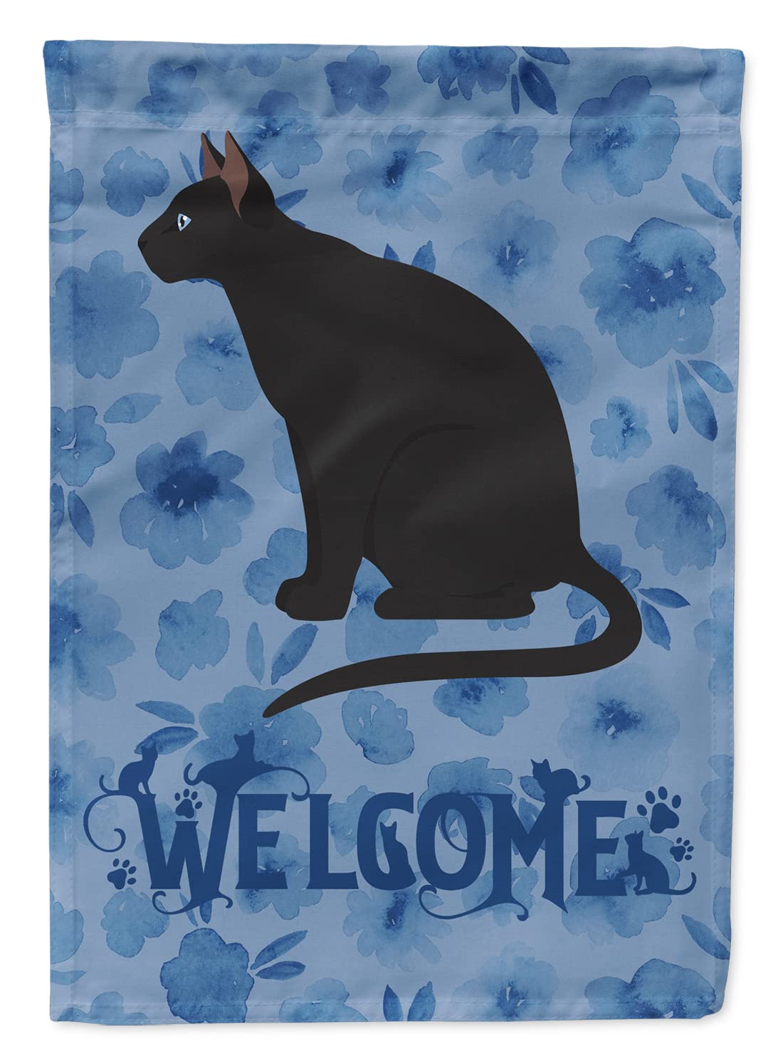 Drapeau Welcome de maison chat Ojos Azules grand format en toile multicolore
