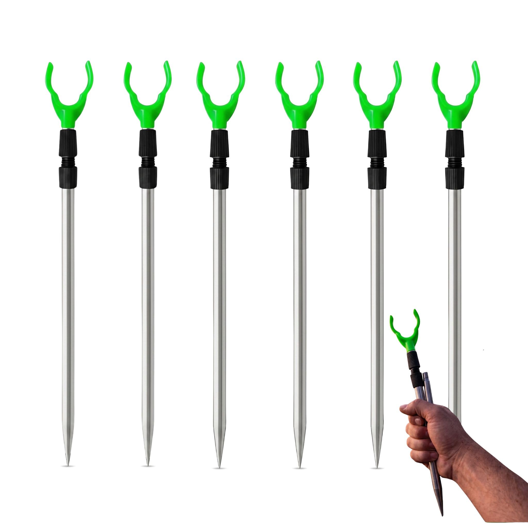 6Pcs Ultra-Short Aluminum Alloy Fishing Rod Holder, Single Leg Sea Rod Rest Set, 1.2cm Dia Bank Sticks Extending to 50cm, Fishing Rod Stand for Shore, River, Boat Angling