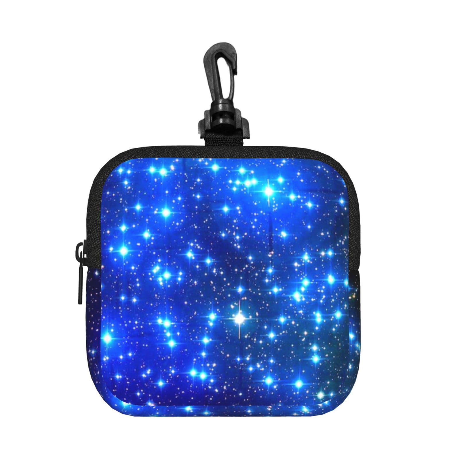 Ercgad Unisex Black Blue Shining Stars Print Square Storage Bag Travel Toiletry Cosmetic Organizer Pouch Lightweight Reusable