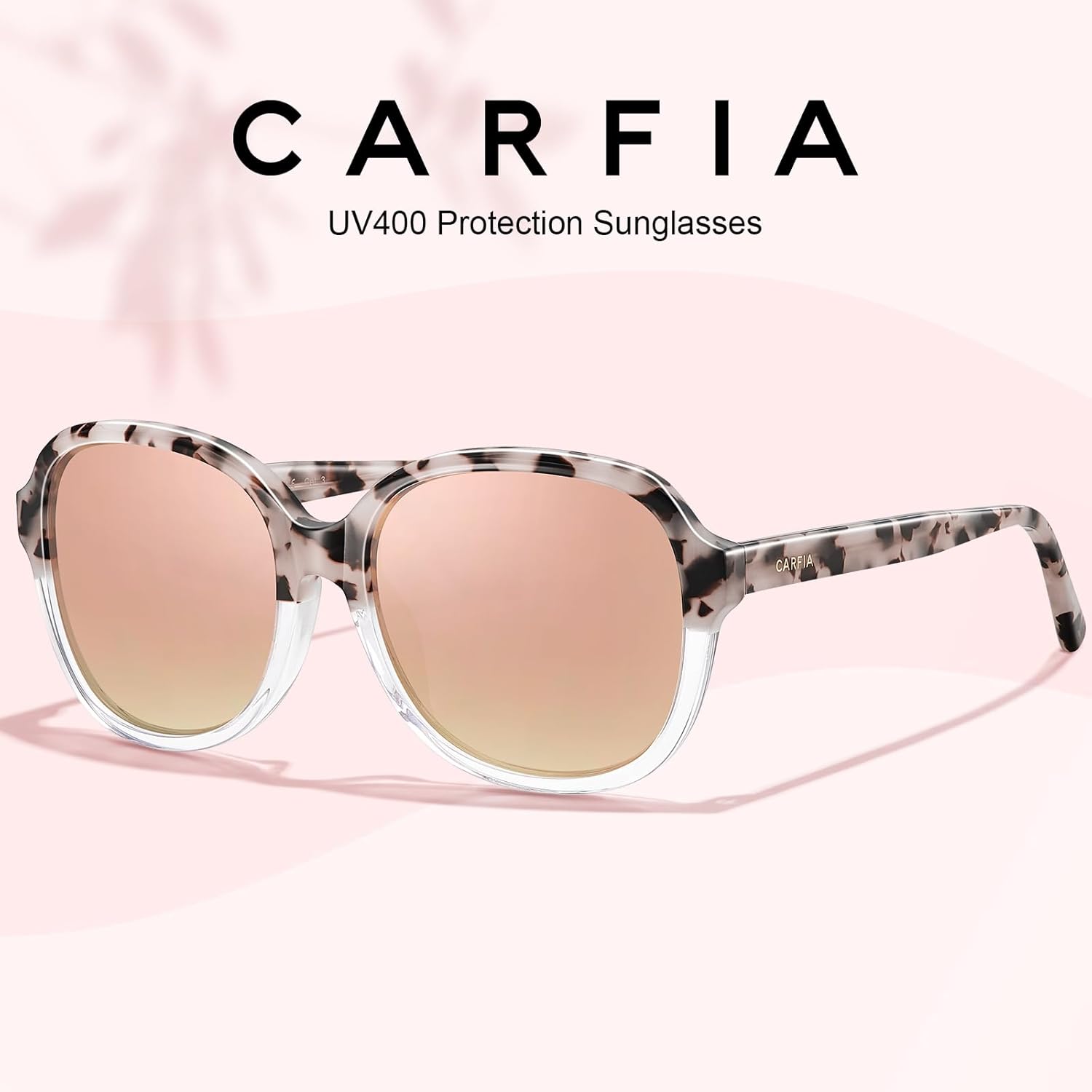 CARFIA Large Curved Acetate Polarized Sunglasses for Women UV Protection, Retro Fashion Ladies Shades Driving Safety Eyewear - Image 4