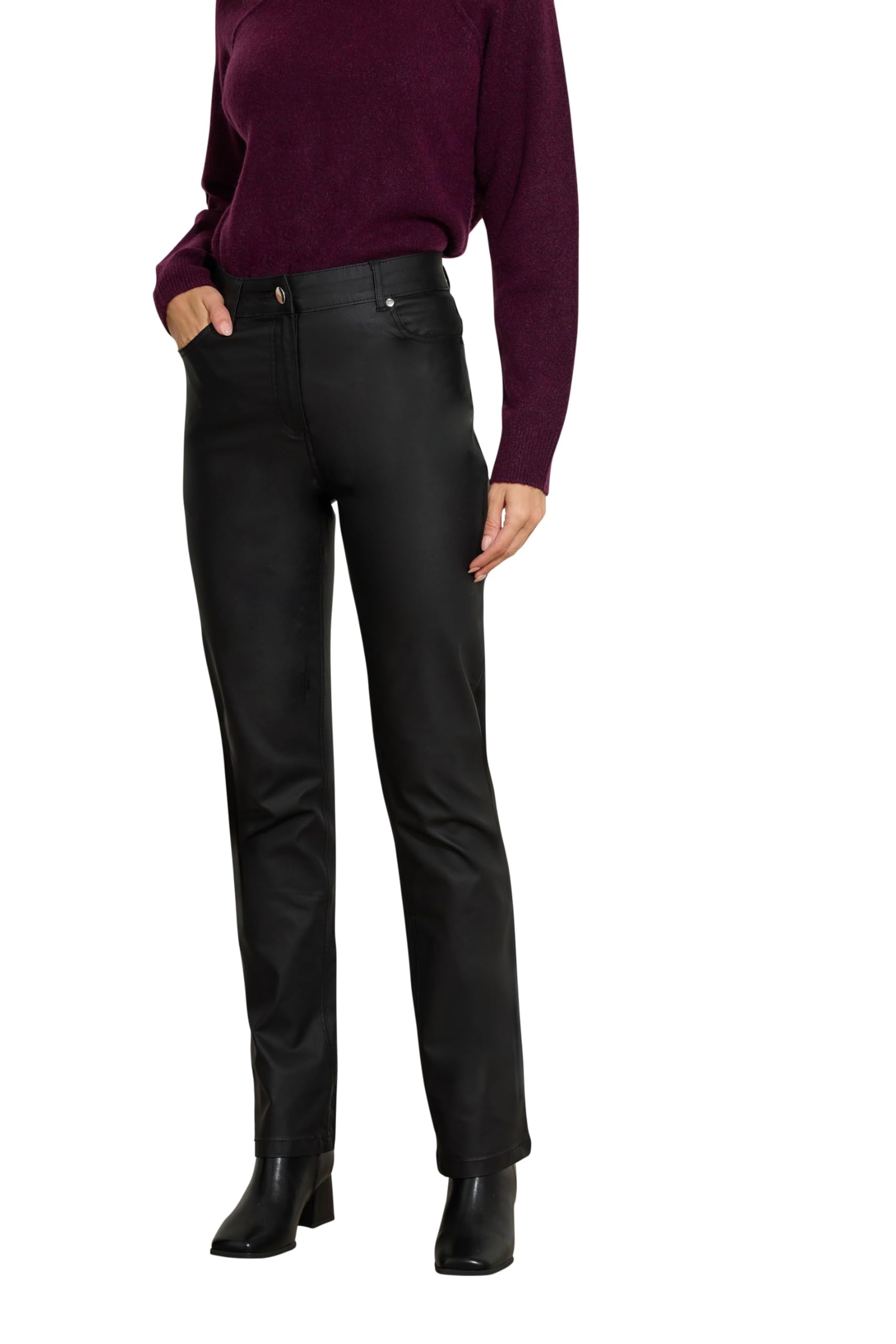 M&Co Women's Black Coated Bootcut Jeans In | : Size 16
