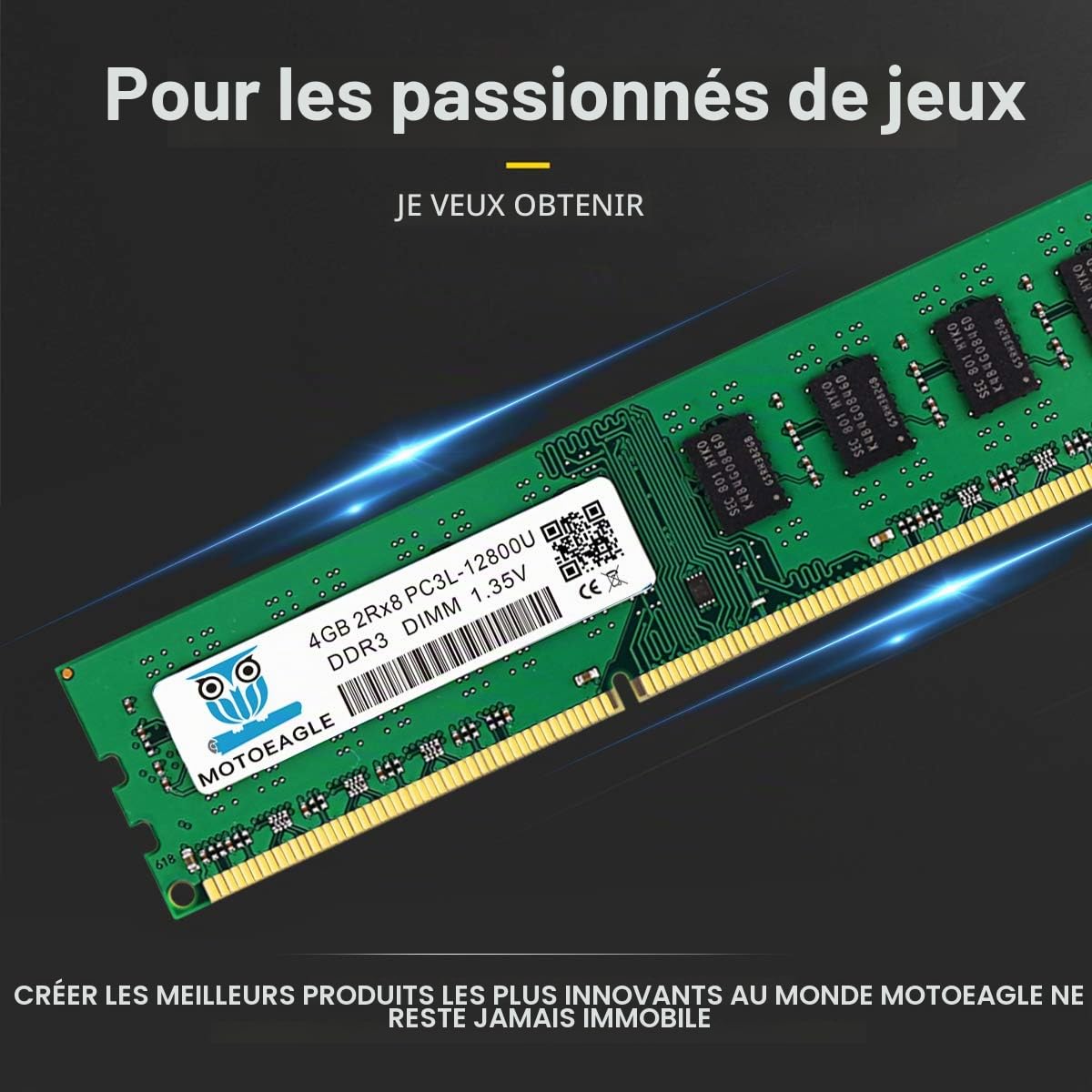 DDR3L 1600 UDIMM PC3L 12800U 8Go (2x4Go) RAM, DDR3L 1600MHz 4Go 2Rx8 PC3 12800U 240-Pin CL11 1.35V Mémoire pour Ordinateur de Bureau