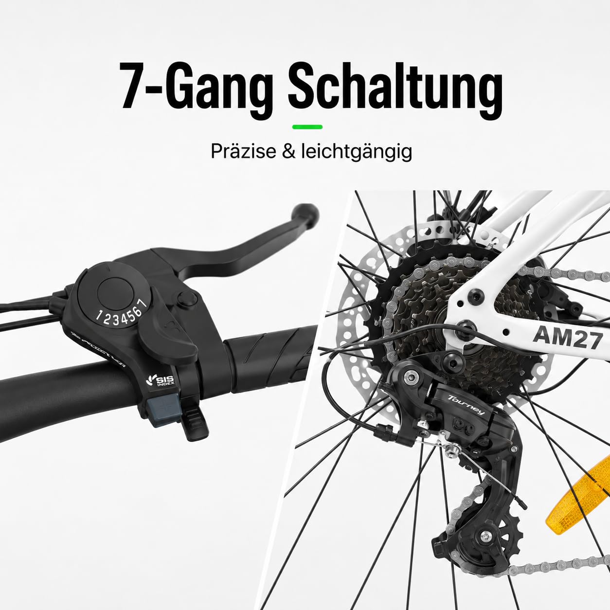 E Bike Herren Damen 27,5 Zoll, Elektrofahrrad City Trekkingrad mit 36V 15Ah Akku bis 100 km, 250W Pedelec bis 25 km/h, 45 Nm, 7-Gang Schaltung, Scheibenbremsen, E-Bike für Pendeln & Touren