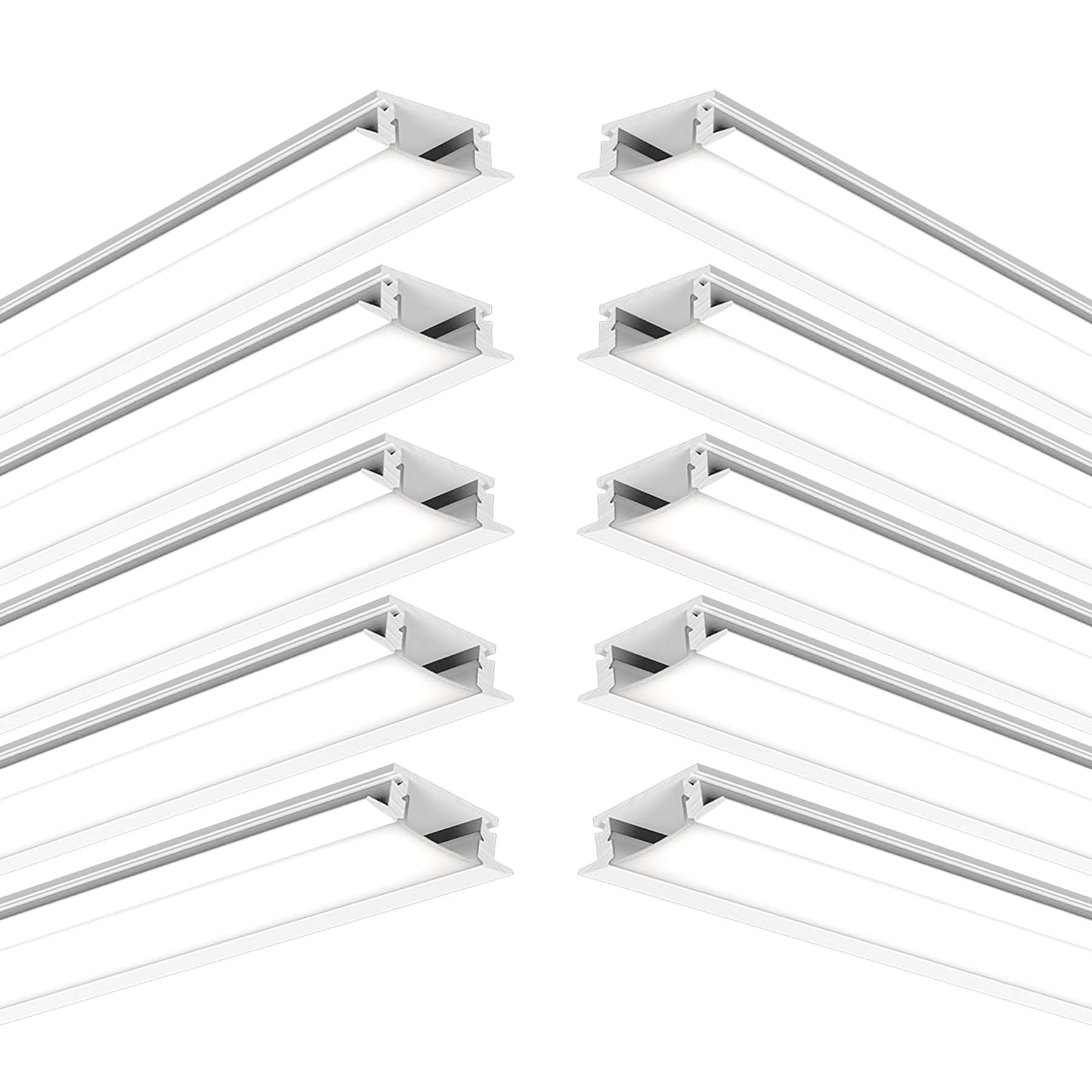 G.W.S® Ultra Thin Recessed LED Profile, 10-Pack Aluminium Channel for LED Strip Light, 1 Metre 24.15mmx7.5mm (014-Y2407) — image 1